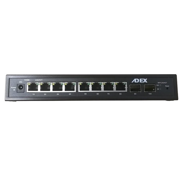 ADEX AD1000-8GPDM-2FM Reverzní PoE Switch 8x Gbit Port, 2xSFP, Web Managed, Metal