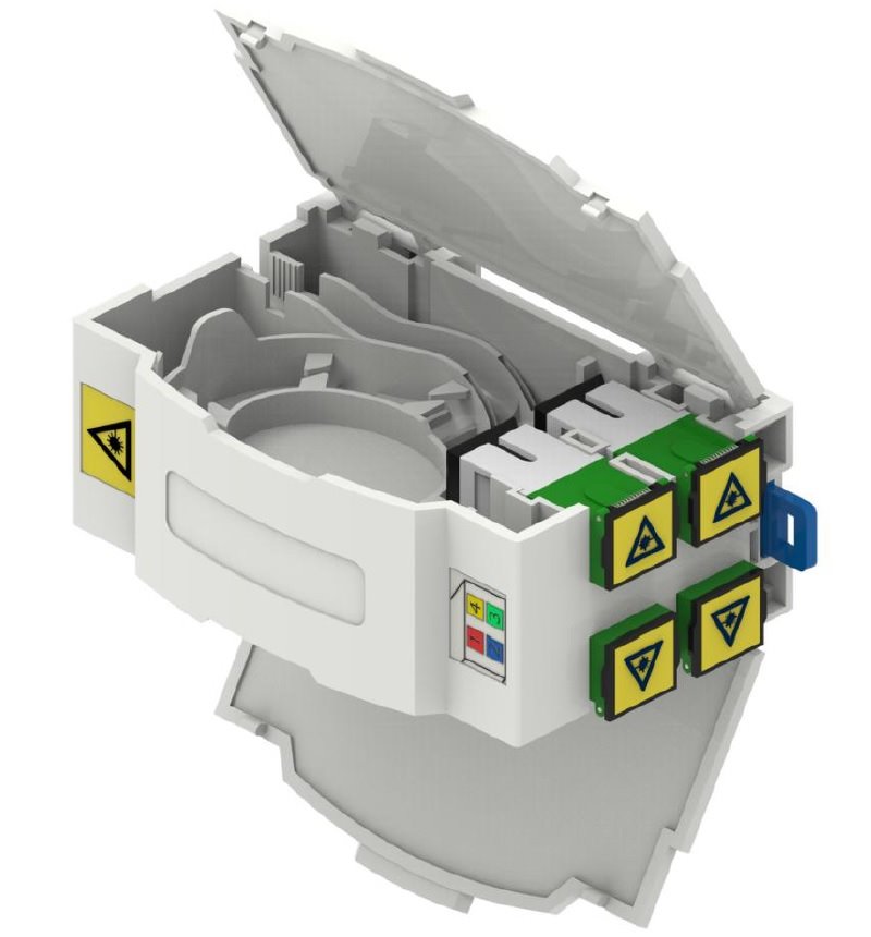 DIN BOX 4xSC Simplex, plastový s držáčky na ochrany svárů