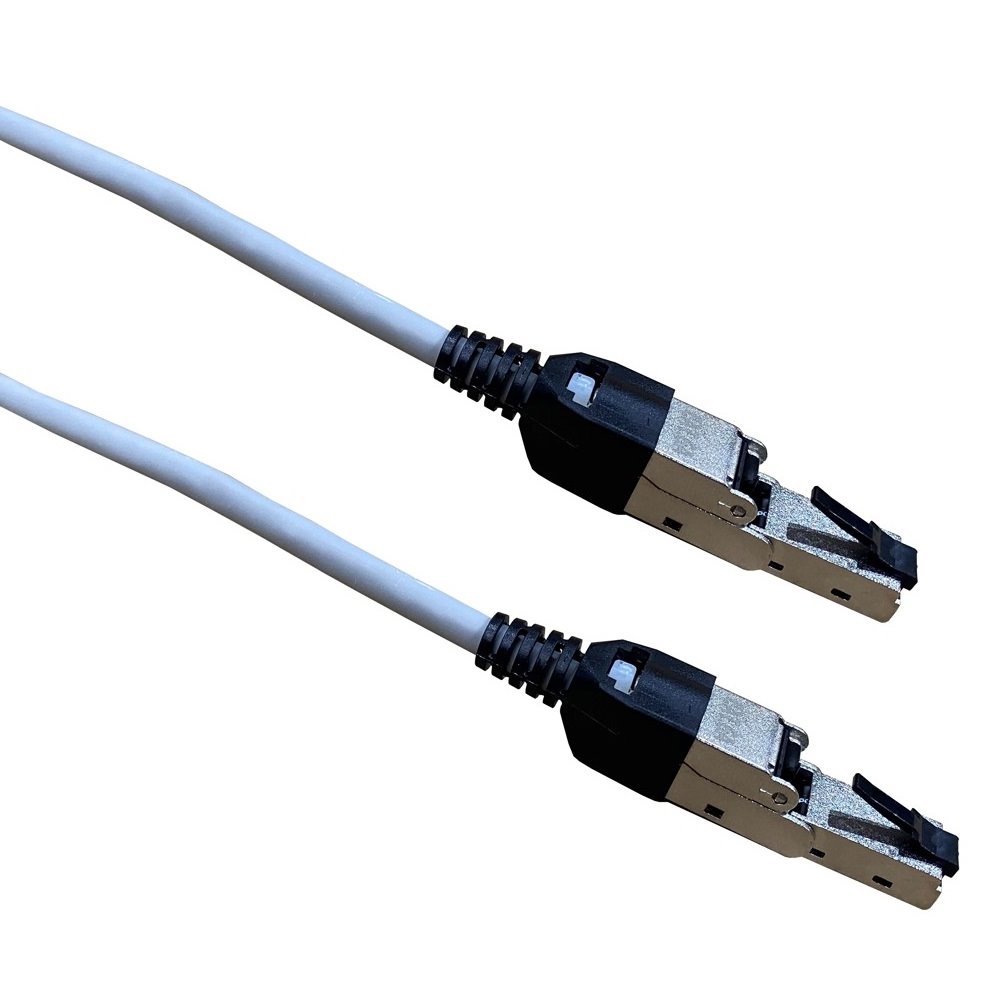 Masterlan comfort patch kabel SSTP, Cat 6A, 0,5m, šedý, otočný konektor RJ45 180°