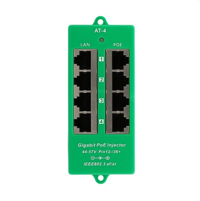 MHPower POE-PAN4-GB-AF/AT Gigabitový stíněný 4-portový PoE panel, 802.3af/at