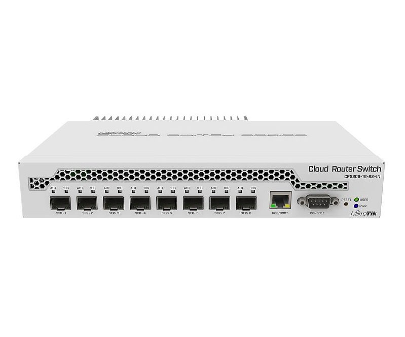 MikroTik Cloud Router Switch CRS309-1G-8S+IN, Dual Boot, 8x SFP+, 1x Gbit LAN, pasivní chlazení, SwOS, ROS L5 