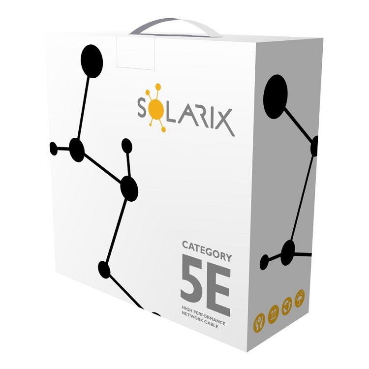Solarix kabel CAT5E UTP drát 100m PE venkovní, SXKD-5E-UTP-PE