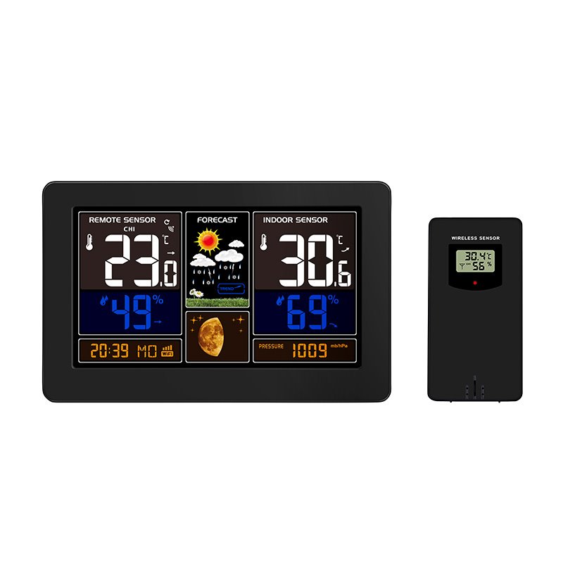 Solight meteostanice TE81WIFI, aplikace Smart Life, extra velký barevný LCD, teplota, vlhkost, tlak, USB nabíjení, černá