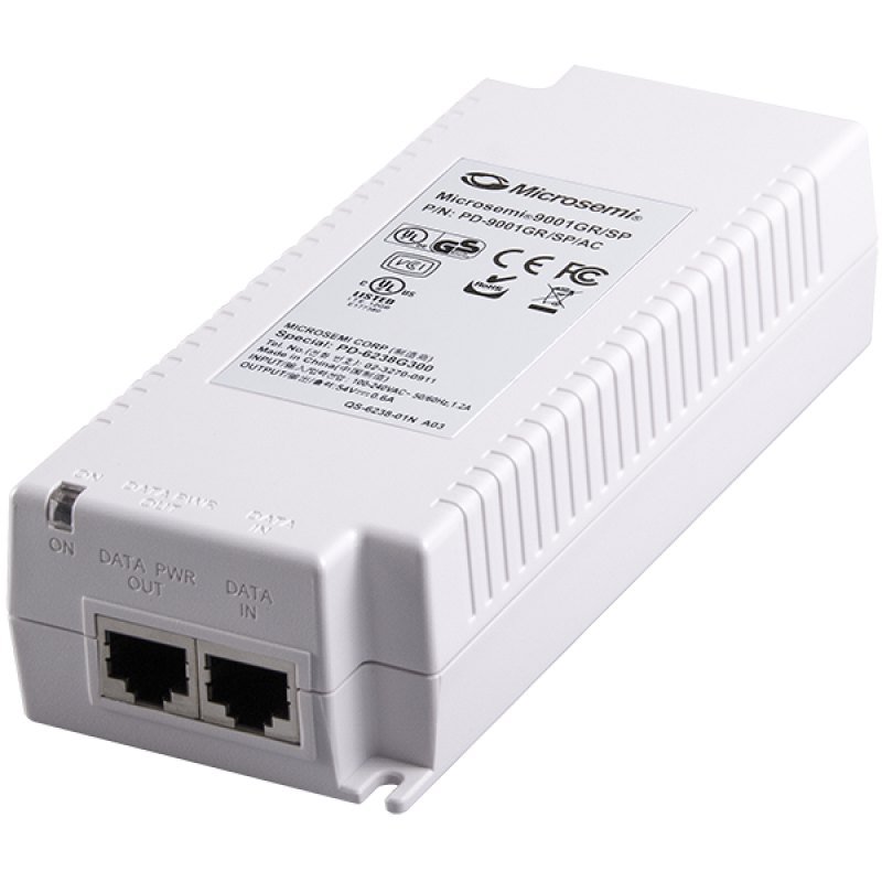 1-Port High-Power, 30W Per Port, 10/100/1000 BaseT Midspan with Lightning Protection