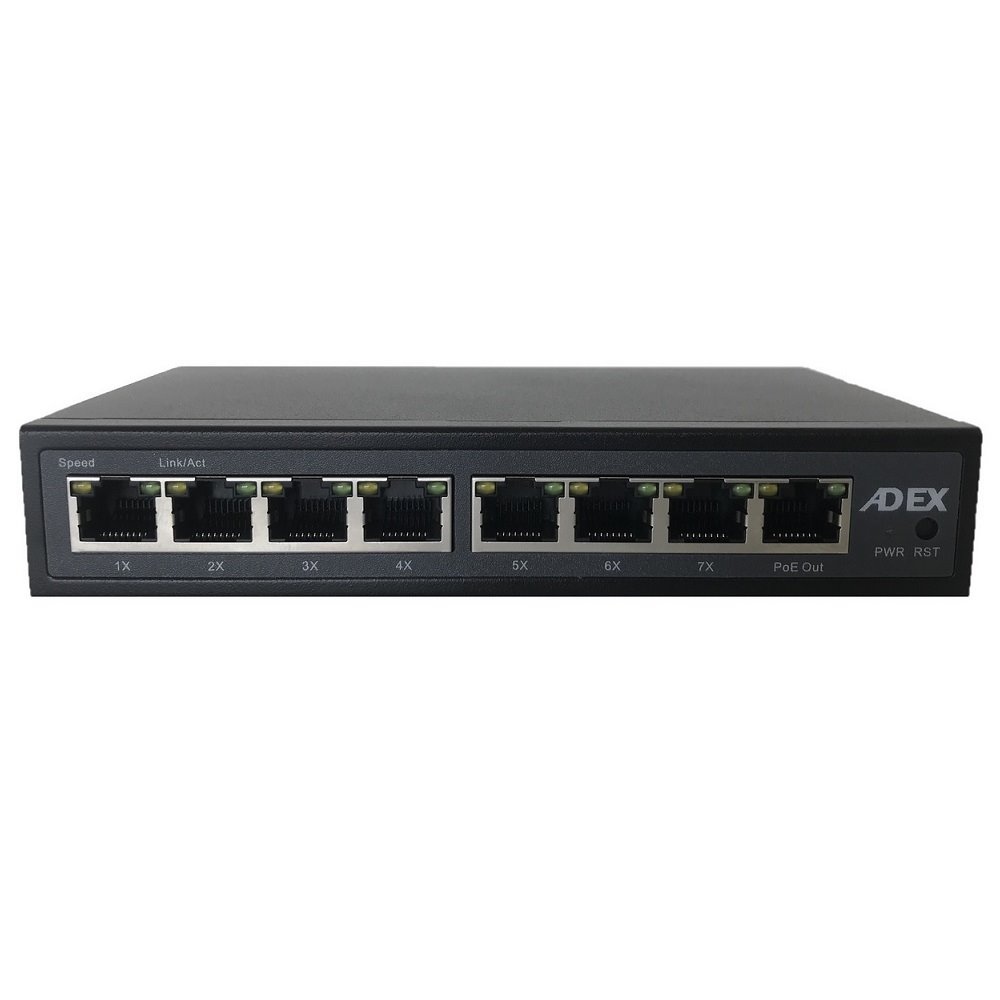 ADEX ADS208GRP-VPO Reverzní Variable PoE Switch 8x Gbit Port, Web Managed, Metal