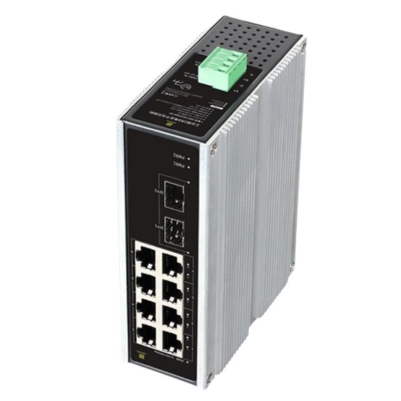 Conexpro GNT-IG1210GF-DC, Průmyslový switch na DIN lištu, 8x LAN, 2x SFP