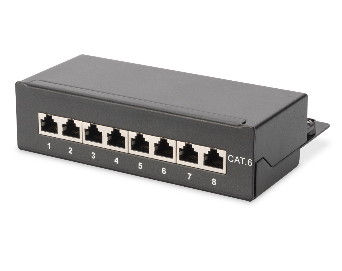 DIGITUS Patch panel DN-91608SD, Desktop, 8 portů Cat6, stíněný, RJ45, černý