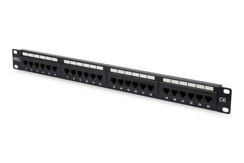 DIGITUS Patch panel DN-91624U, 19'' 24 portů UTP Cat6, RJ45, 1U, černý