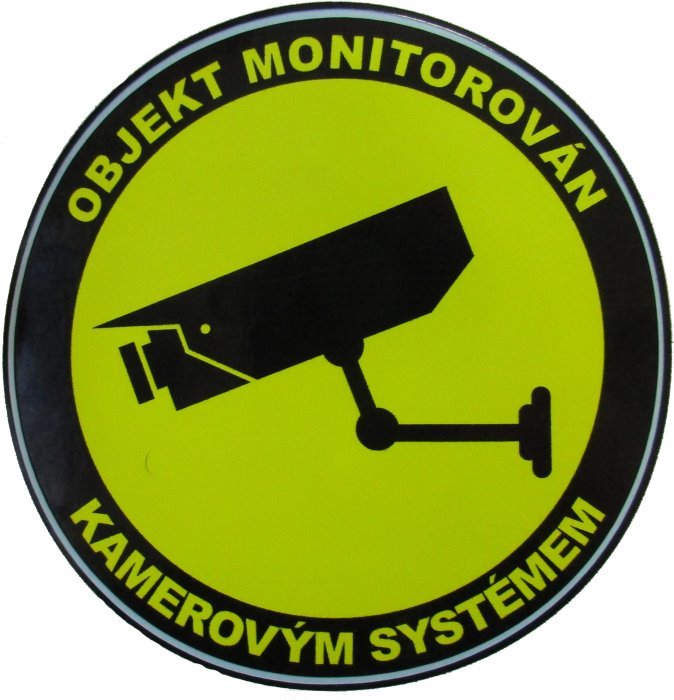 Samolepka - objekt monitorován kamerovým systémem, kulatá 10cm