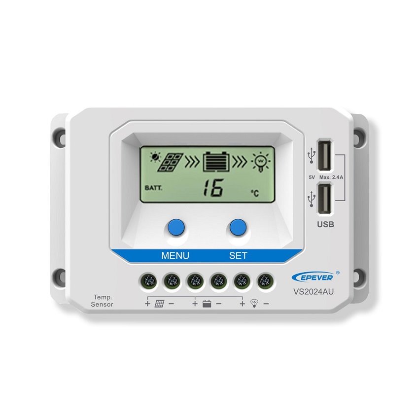 Epever VS2024AU solární PWM regulátor, 12/24V, 20A s LCD displejem série VS