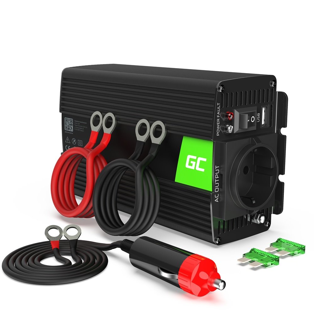 Green Cell INV17 Měnič napětí z 24V na 230V, 500W/1000W - čistý sinus