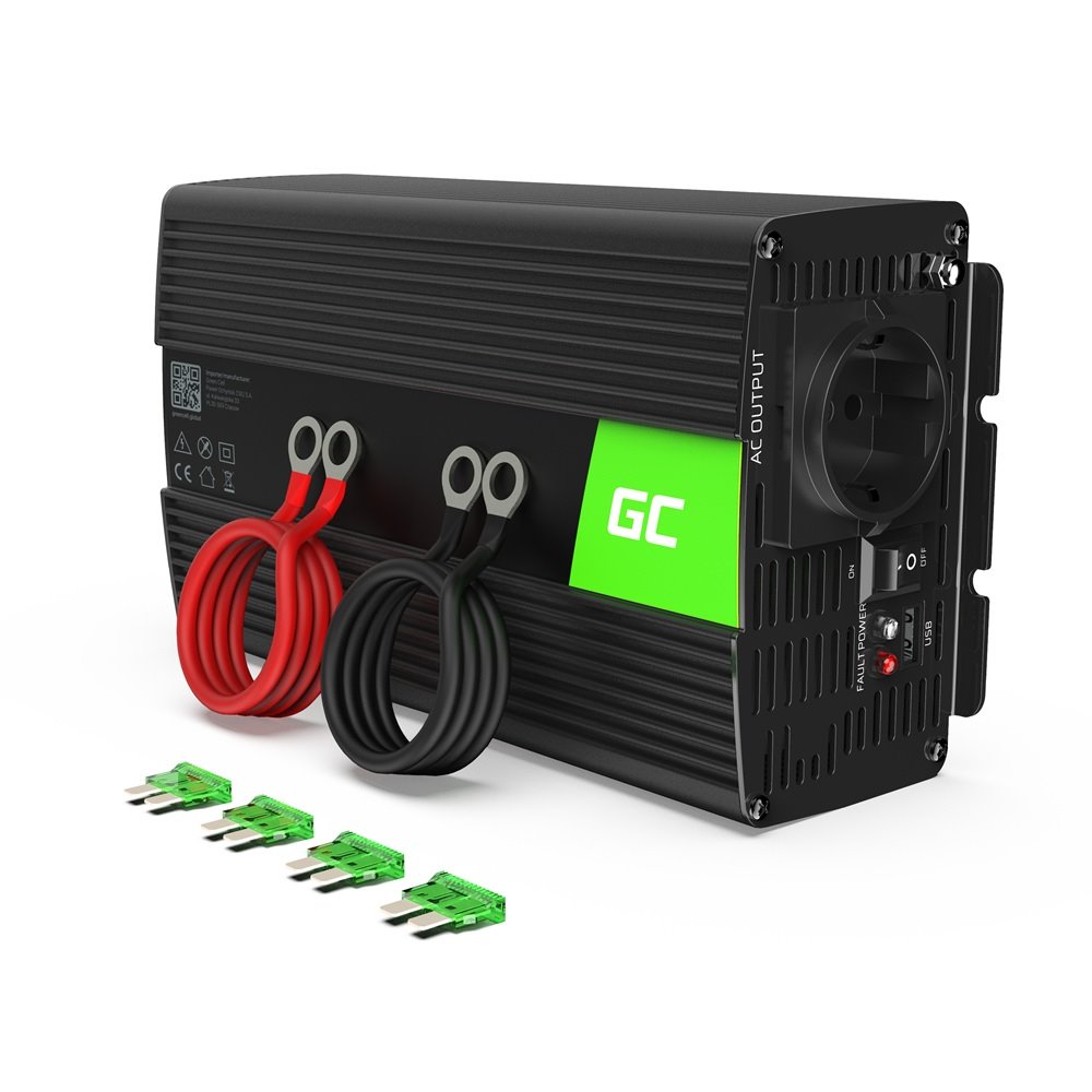 Green Cell INV18 Měnič napětí z 24V na 230V, 1000W/2000W - čistý sinus