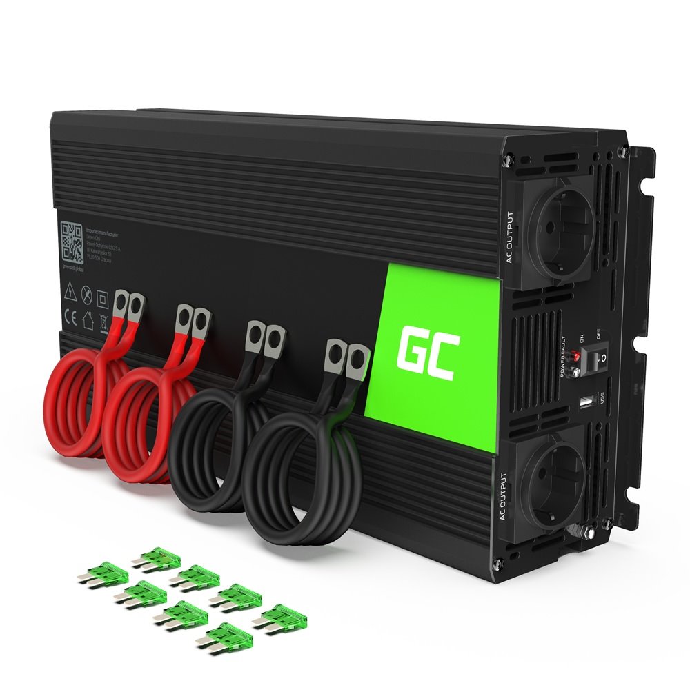 Green Cell INV20 Měnič napětí z 24V na 230V, 2000W/4000W - čistý sinus