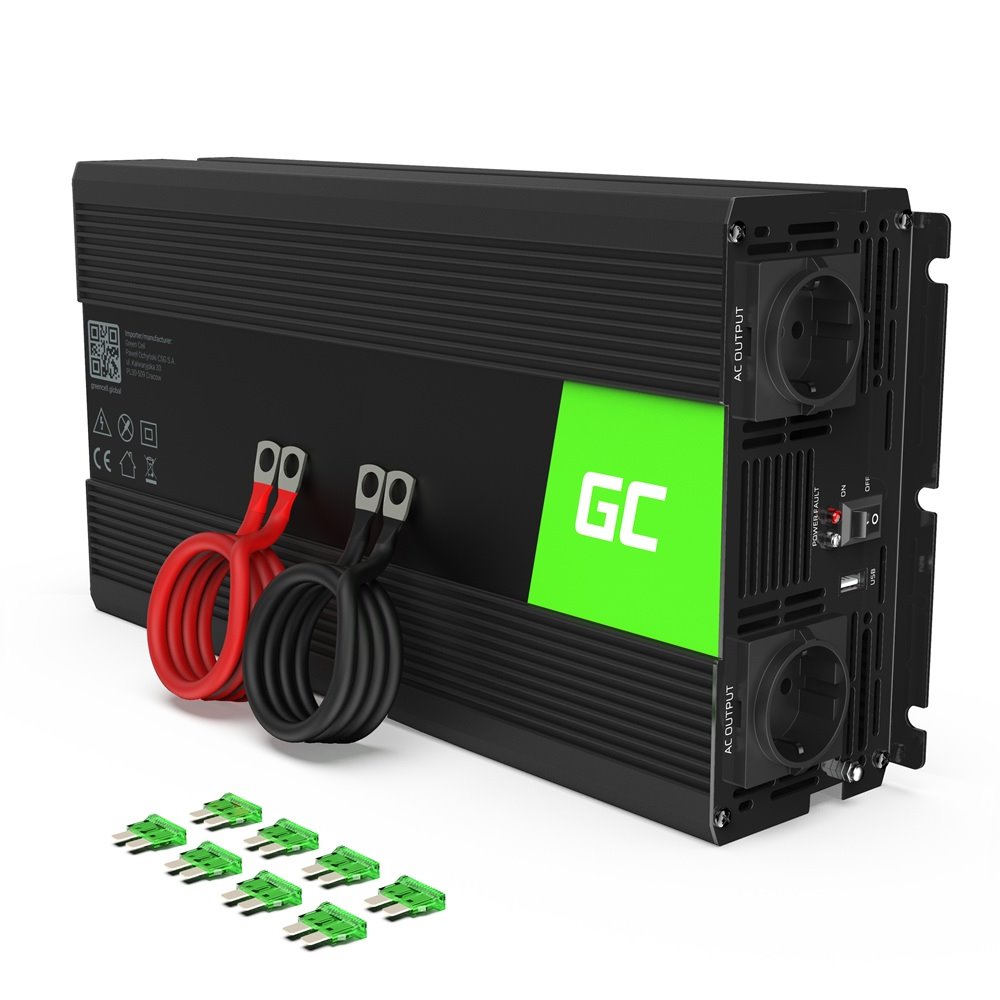 Green Cell INV25 Měnič napětí z 12V na 230V, 1500W/3000W - modifikovaný sinus