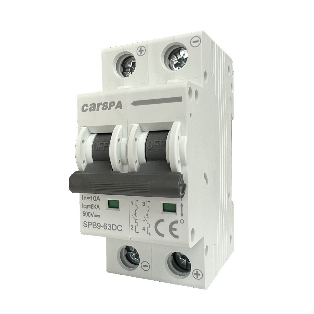 Jistič DC 40A 2P Carspa SPB9-63DC 2-pólový 6kA na DIN lištu