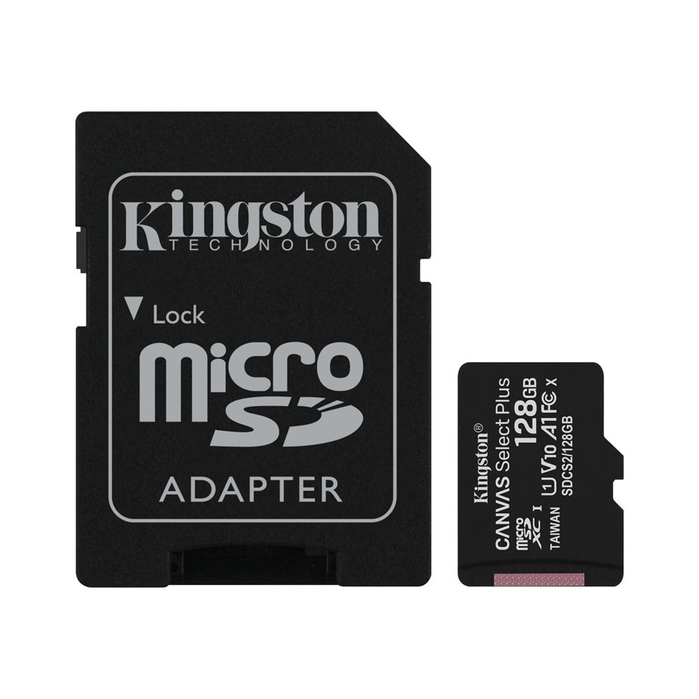 Kingston MicroSDXC paměťová karta 128GB Canvas Select Plus + SD adaptér