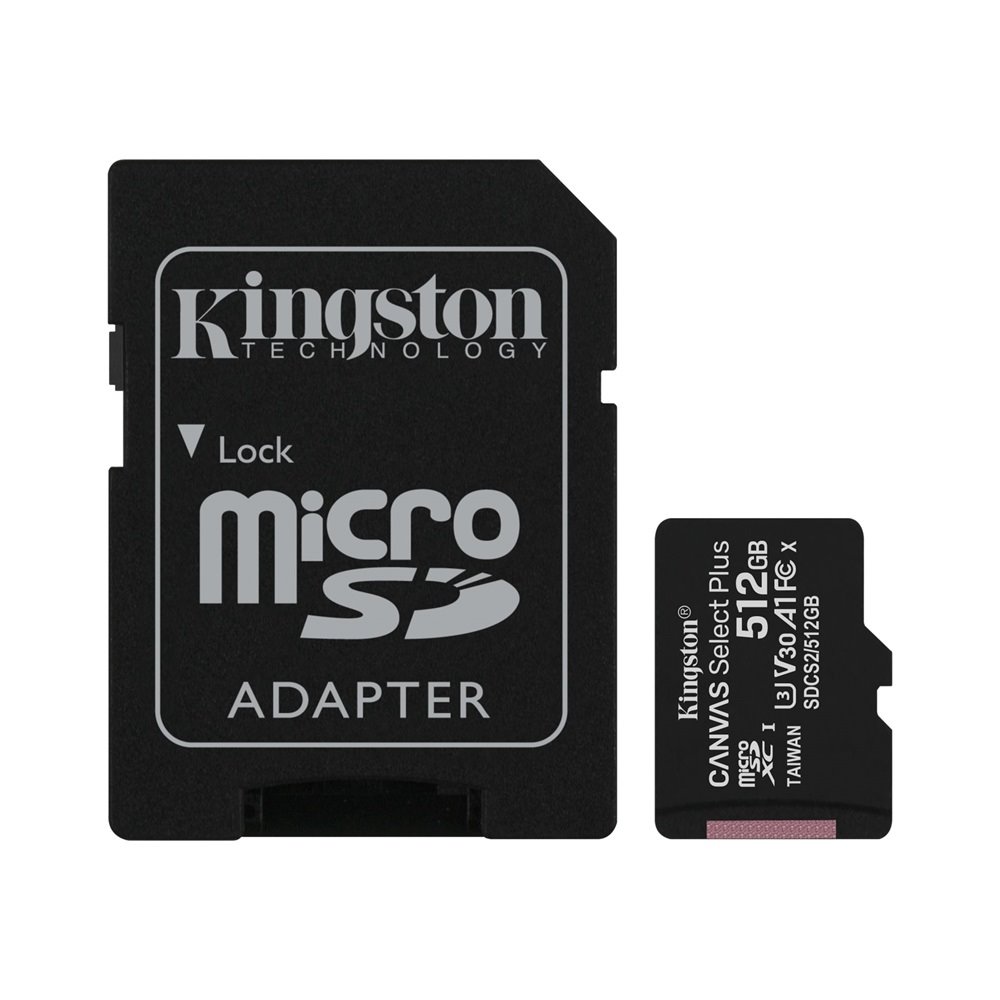 Kingston MicroSDXC paměťová karta 512GB Canvas Select Plus + SD adaptér