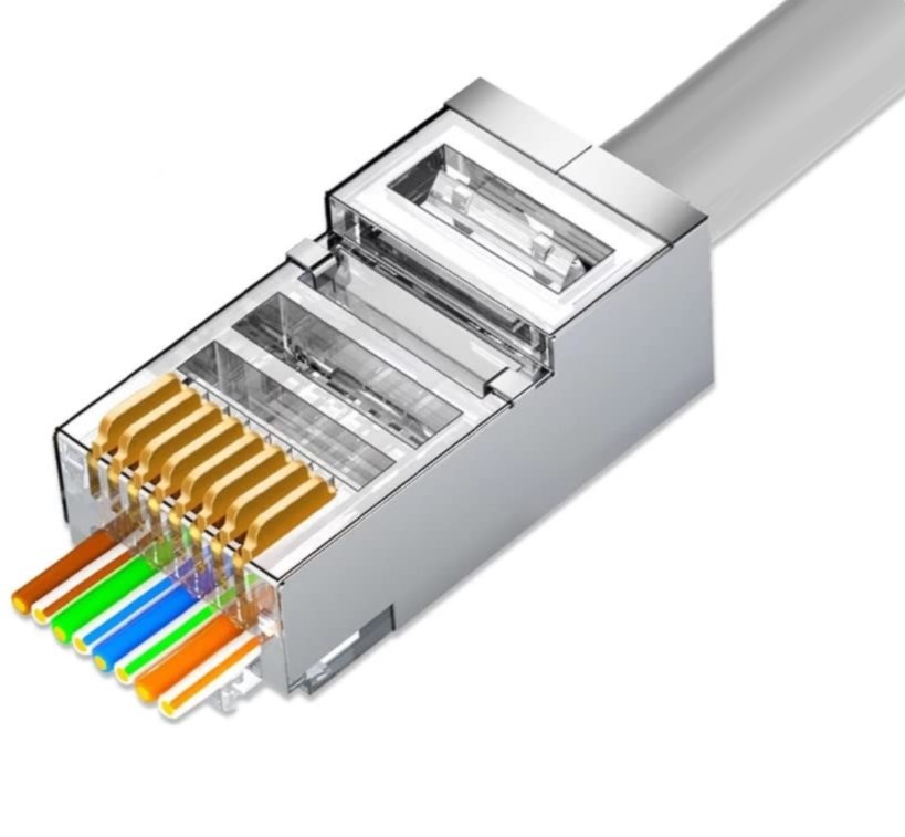 Konektor RJ45 - Průchozí Cat5e FTP 8p8c, drát