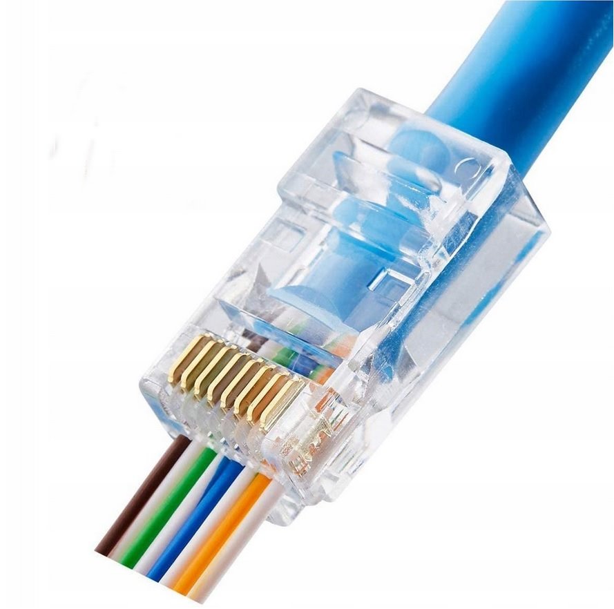 Konektor RJ45 - Průchozí Cat5e UTP 8p8c, drát