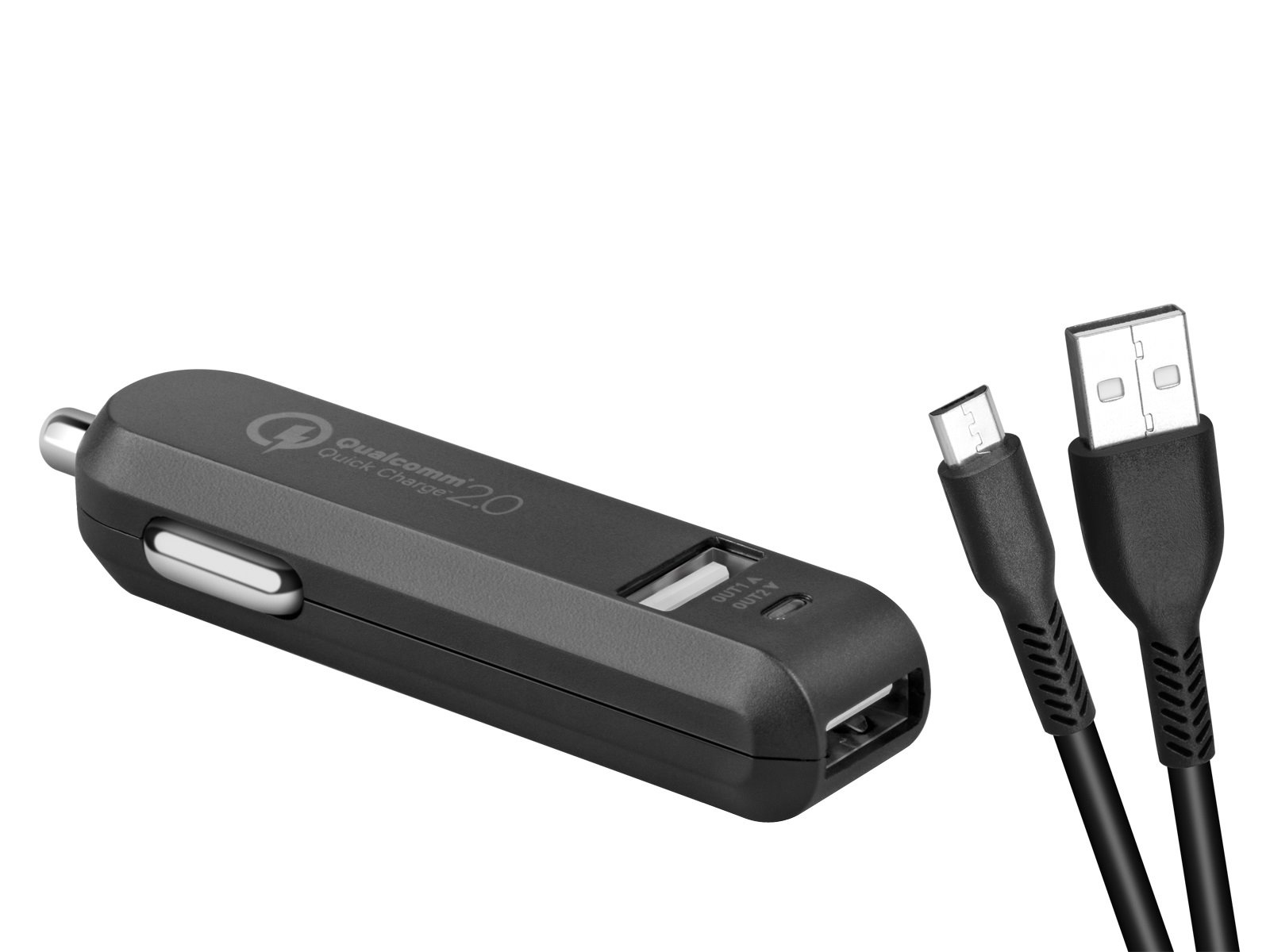 AVACOM CarMAX 2 nabíječka do auta (micro USB kabel), 2x Qualcomm Quick Charge 2.0, černá barva 