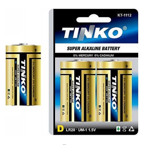 Baterie TINKO 1,5V D (LR20) alkalická, 2ks v blistru
