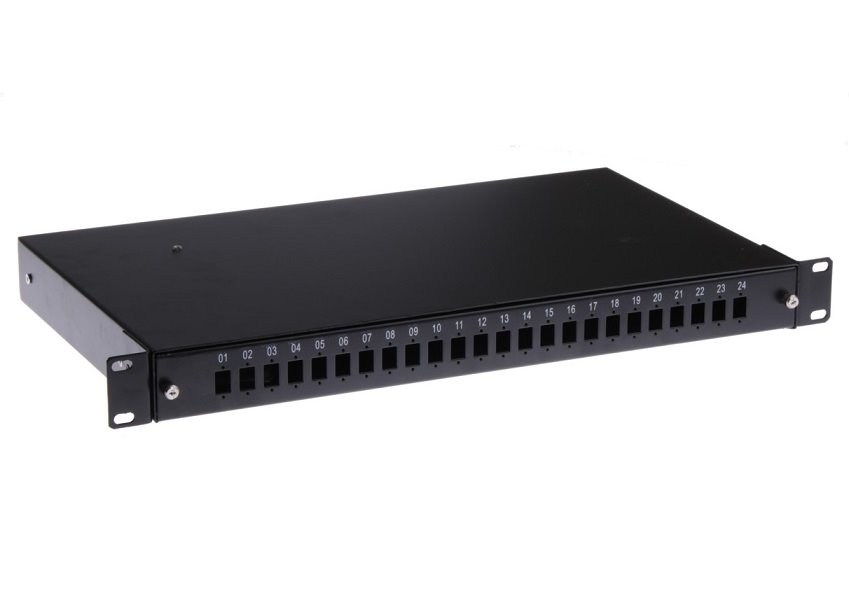 LEXI-Net optická vana 24x SC simplex, patch panel vč. kazety OPTRONIC, 1U, 19", černá