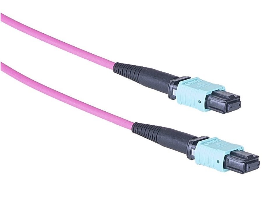 Masterlan optický MPO patch cord, MPOupc/MPOupc, female, MM, OM4, 12 vláken, Typ B, 1m
