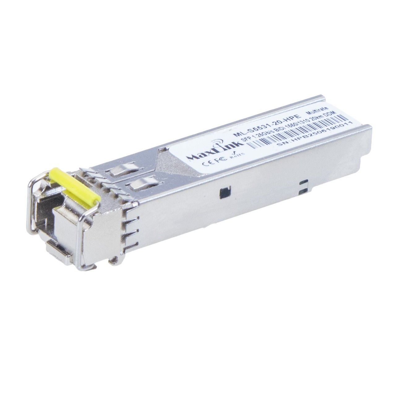 MaxLink 1.25G SFP optický HP modul, WDM(BiDi), SM, Tx 1550/Rx1310nm, 20km, 1x LC konektor, DDM, HPE kompatibilní