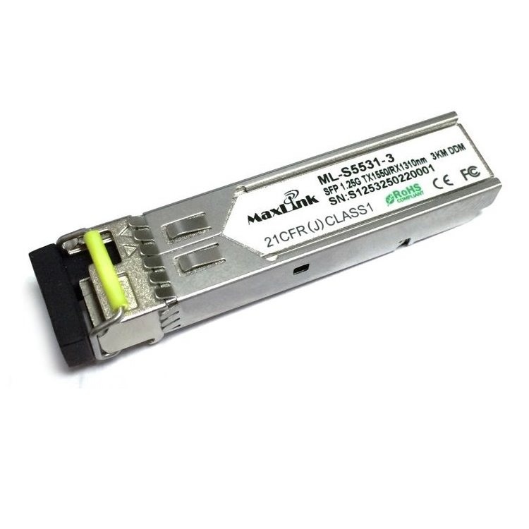 MaxLink 1.25G SFP optický modul, WDM(BiDi), SM, Tx 1550/Rx1310nm, 3km, 1x LC konektor, DDM