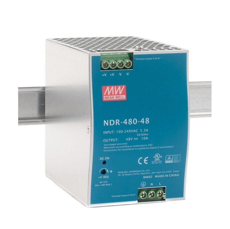 MEAN WELL NDR-480-48 průmyslový napájecí zdroj 48V 10A na DIN lištu