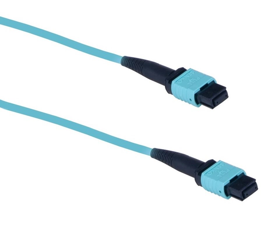Masterlan optický MPO patch cord, MPOupc/MPOupc, female, MM, OM3, 12 vláken, Typ B, 1m