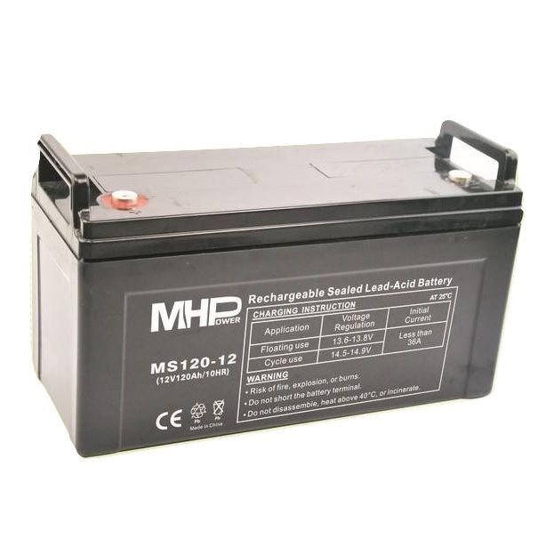 MHPower MS120-12 olověný akumulátor - PRASKLÝ DRŽÁK, AGM 12V/120Ah, Terminál T2 - M8