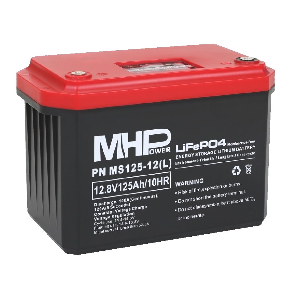MHPower MS125-12(L) Lithium baterie - POUŽITÉ, LiFePO4 12V/125Ah, Terminál LC4 - M8