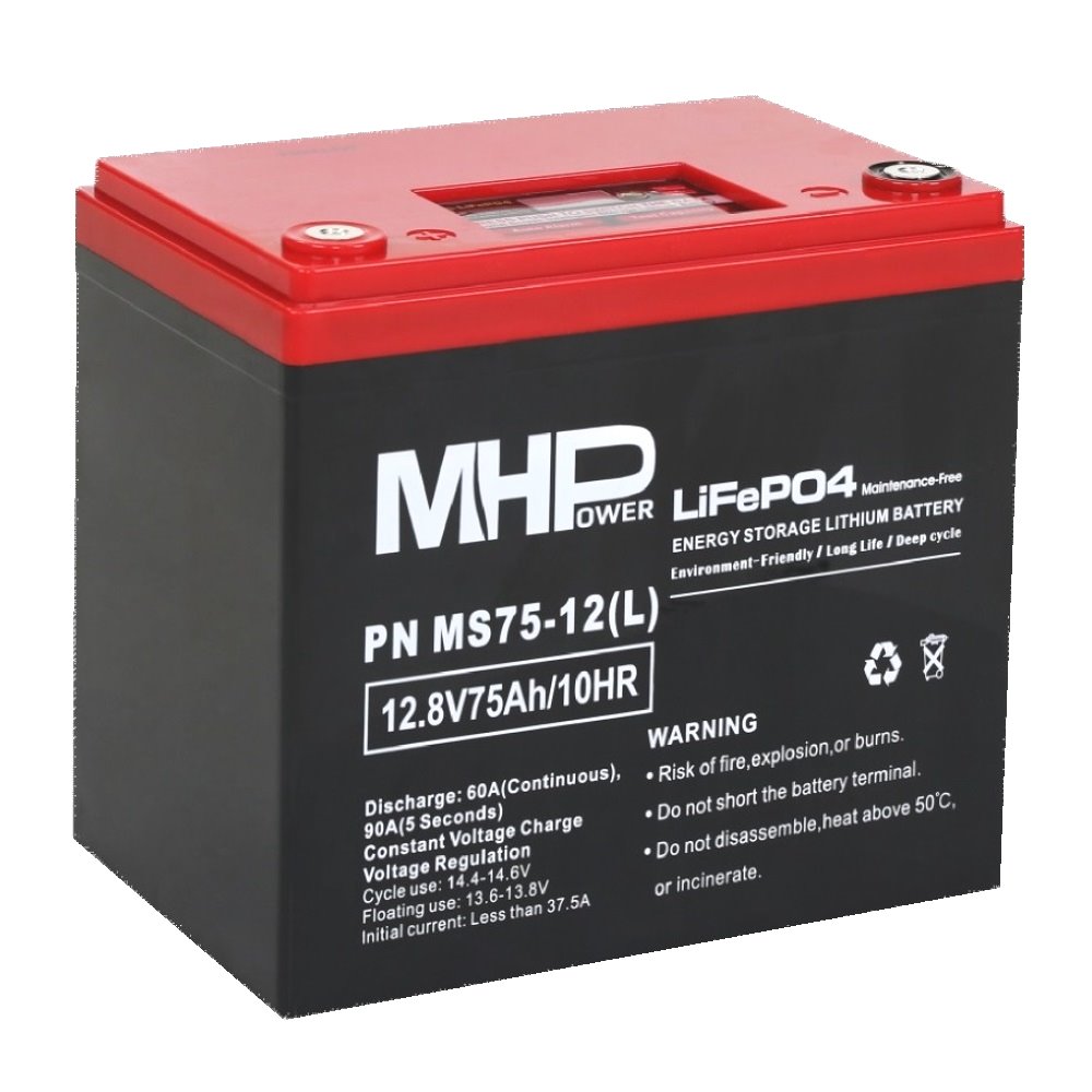 MHPower MS75-12(L) Lithium baterie LiFePO4 12V/75Ah, Terminál LC5 - M8