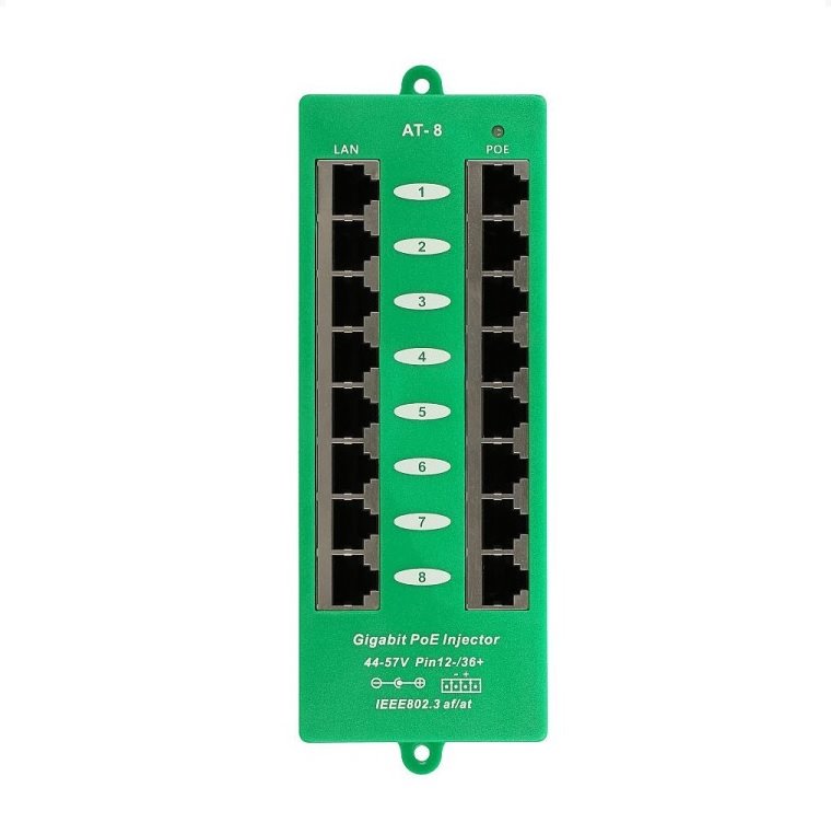 MHPower POE-PAN8-GB-AF/AT Gigabitový stíněný 8-portový PoE panel, 802.3af/at