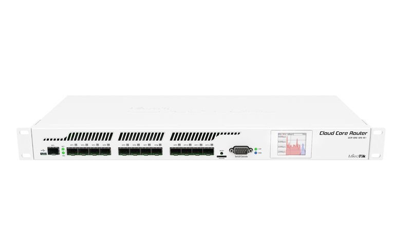 MikroTik Cloud Core Router, CCR1016-12S-1S+, revize 2, 12x SFP, 1x SFP+, 2GB RAM, L6, RM1U, LCD, Dual PSU