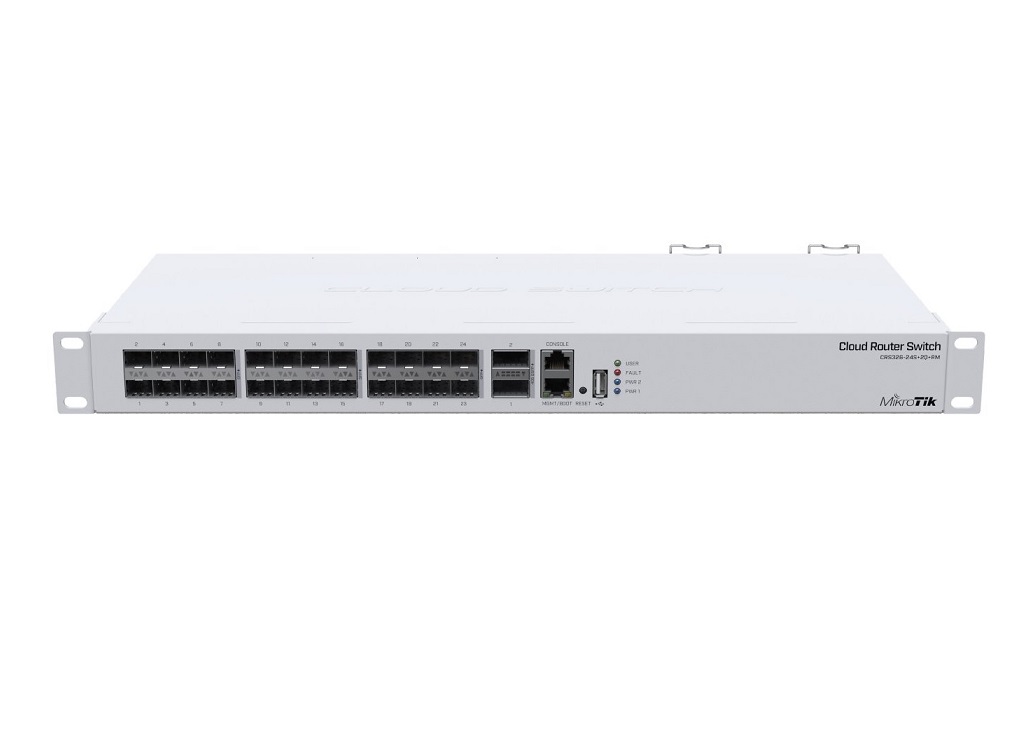 MikroTik Cloud Router Switch CRS32624S+2Q+RM, 24x 10 Gbps SFP+, 2x 40 Gbps QSFP+, 64MB, USB, 2x