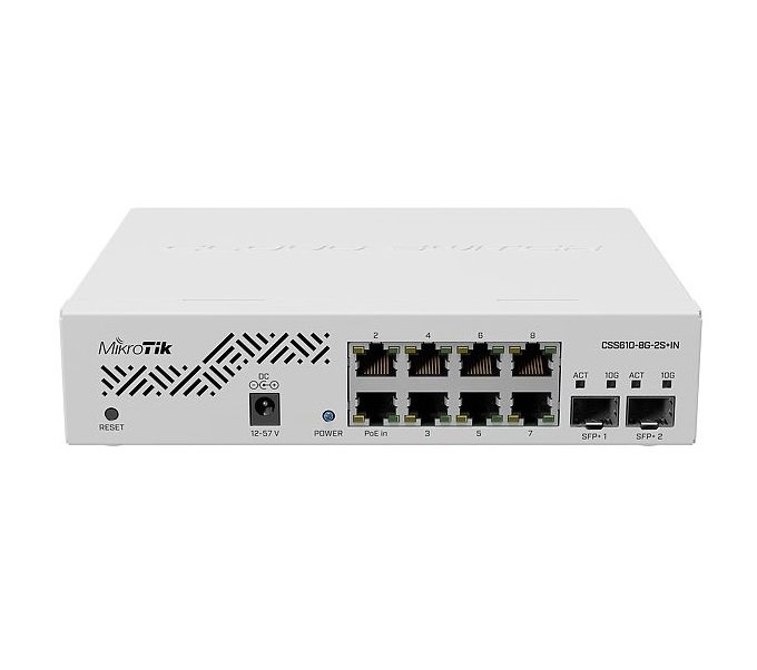 MikroTik Cloud Smart Switch CSS610-8G-2S+IN, 10-portový switch (8x GB Eth, 2x SFP+)