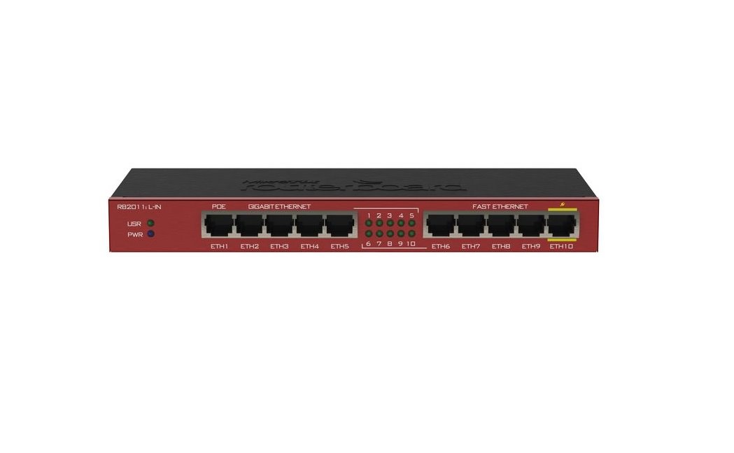 MikroTik RouterBOARD RB2011iL-IN, 5x Gbit LAN, 5x 100 Mbit LAN, case, L4
