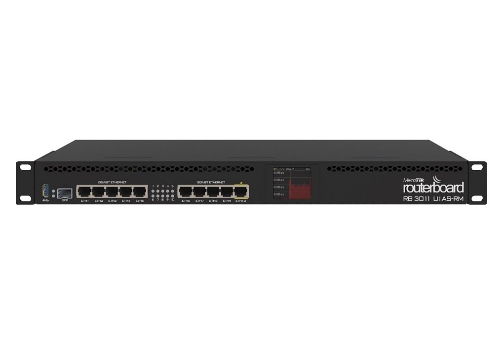 MikroTik RouterBOARD RB3011UiAS-RM, montáž do 19" racku, napájecí adaptér, RouterOS L5