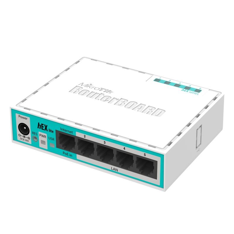 MikroTik RouterBOARD RB750r2, hEX lite, 5x 10/100 LAN port, ROS L4, 64 MB SDRAM