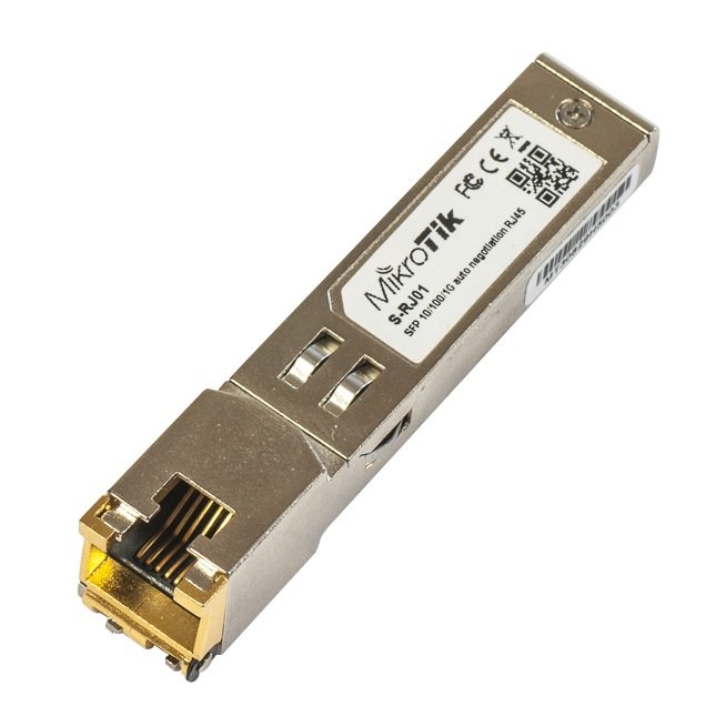 MikroTik SFP 10/100/1000M metalický modul S-RJ01, RJ-45, 100m, 1.25Gbps