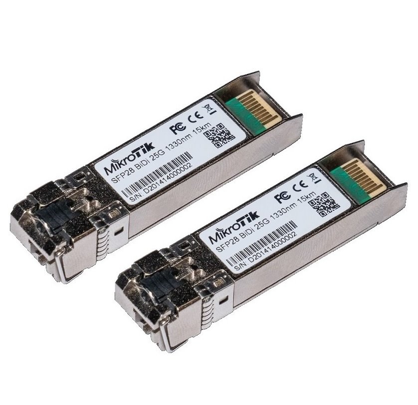 MikroTik SFP28 pár optických modulů XS+2733LC15D, SM, 15km, 1/10/25G (2ks v balení)