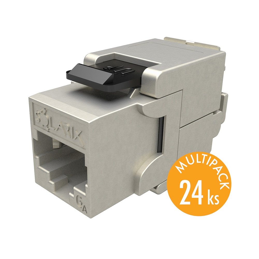 MULTIPACK 24 ks - samořezný keystone Solarix CAT6A STP SXKJ-10G-STP-BK-SA Component Level a 4PPoE certifikac