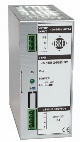 Napájecí zdroj na DIN lištu BKE JS-150-240/DIN2 24 V, 150 W, 6 A, spínaný