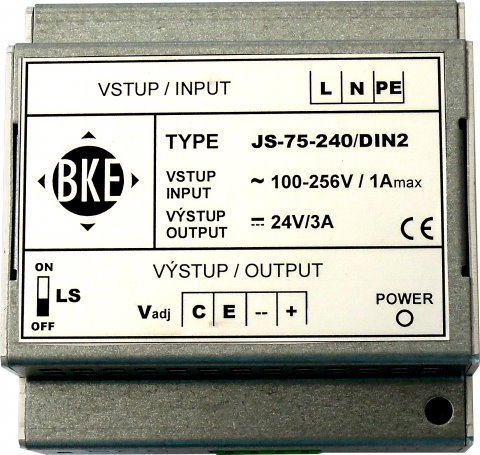 Napájecí zdroj na DIN lištu BKE JS-75-120/DIN2 12 V, 75 W, 5 A, spínaný