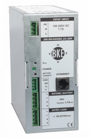 Napájecí zdroj/nabíječ na DIN lištu BKE JSD-300-275/DIN2_CH_ODP na DIN lištu s dohledem 27,5 V, 300 W, 10 A, LAN port