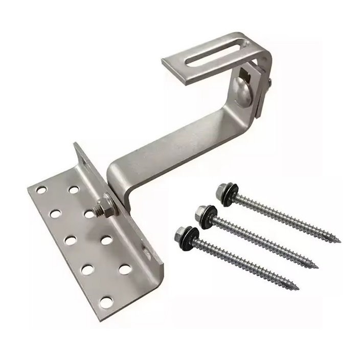 Nastavitelný střešní hák pro solární panely 140mm, nerez, 3x vrut