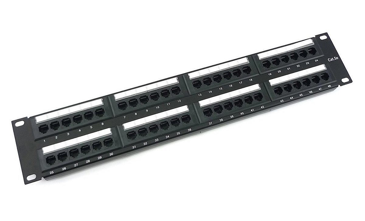 Patch panel UTP cat.5e 48p 2U Black