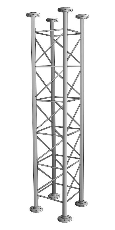 Příhradový stožár čtyřhran, délka 2m, trubka 4 x 42mm